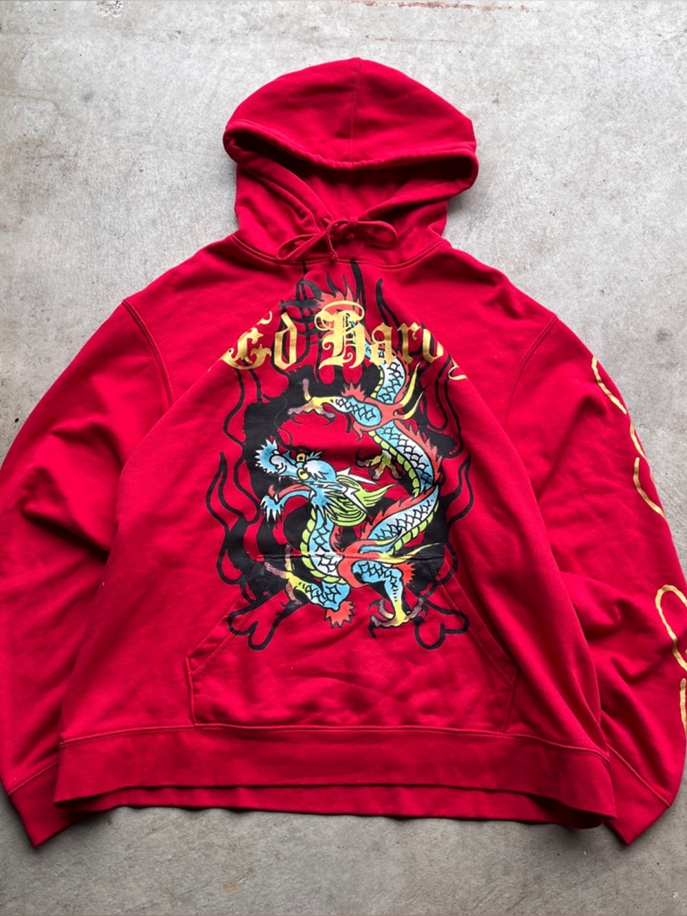 Ed Hardy Skull Graphic Red Pullover Hoodie